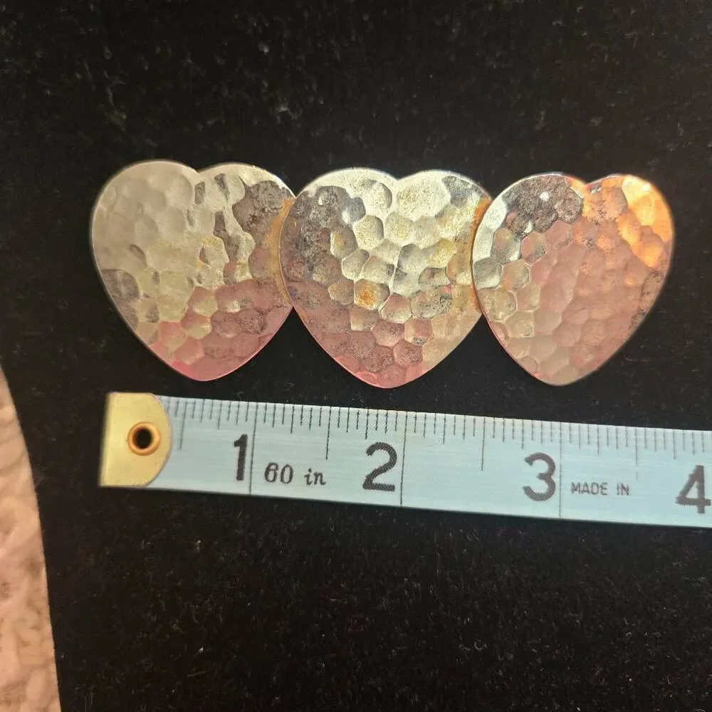 Vintage Hammered Silver Hearts Barrette